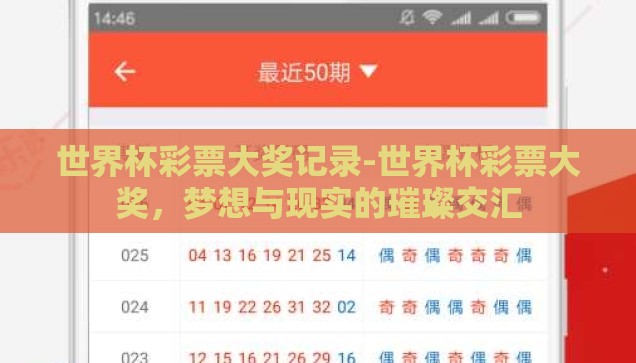 世界杯彩票大奖记录-世界杯彩票大奖，梦想与现实的璀璨交汇