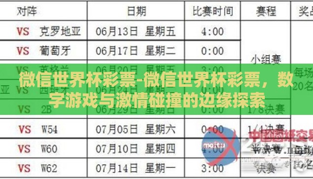 微信世界杯彩票-微信世界杯彩票，数字游戏与激情碰撞的边缘探索
