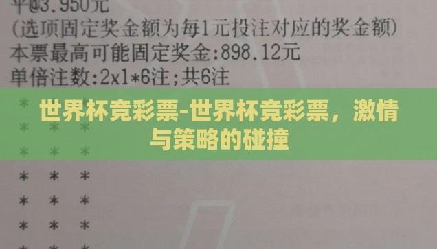 世界杯竞彩票-世界杯竞彩票，激情与策略的碰撞