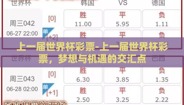 上一届世界杯彩票-上一届世界杯彩票，梦想与机遇的交汇点