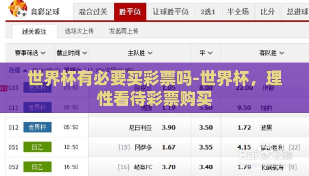 世界杯有必要买彩票吗-世界杯，理性看待彩票购买