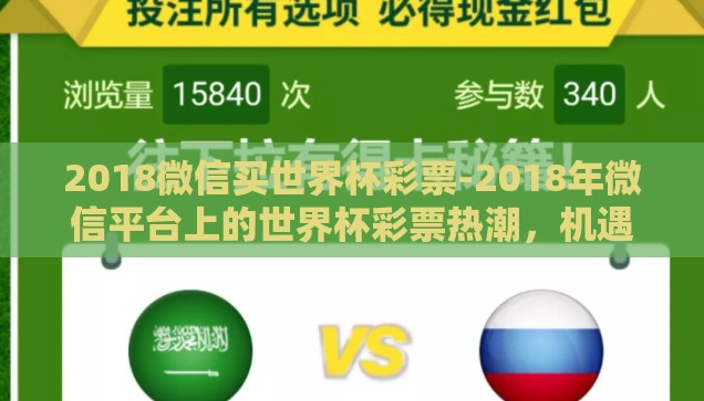 2018微信买世界杯彩票-2018年微信平台上的世界杯彩票热潮，机遇与挑战并存