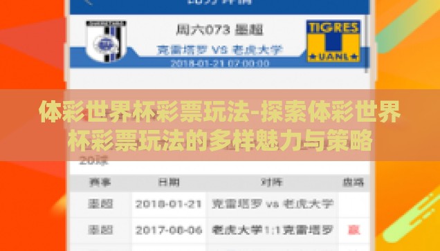 体彩世界杯彩票玩法-探索体彩世界杯彩票玩法的多样魅力与策略