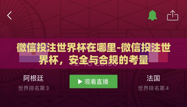 微信投注世界杯在哪里-微信投注世界杯，安全与合规的考量