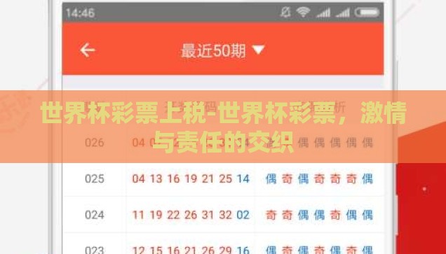 世界杯彩票上税-世界杯彩票，激情与责任的交织