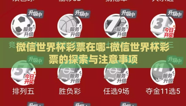 微信世界杯彩票在哪-微信世界杯彩票的探索与注意事项
