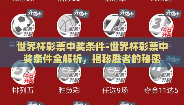 世界杯彩票中奖条件-世界杯彩票中奖条件全解析，揭秘胜者的秘密