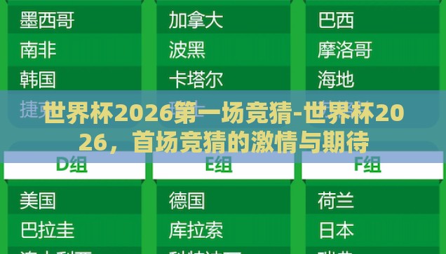 世界杯2026第一场竞猜-世界杯2026，首场竞猜的激情与期待