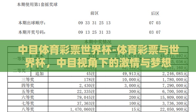 中目体育彩票世界杯-体育彩票与世界杯，中目视角下的激情与梦想