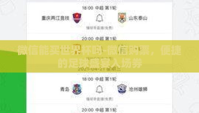微信能买世界杯吗-微信购票，便捷的足球盛宴入场券
