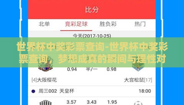 世界杯中奖彩票查询-世界杯中奖彩票查询，梦想成真的瞬间与理性对待的智慧