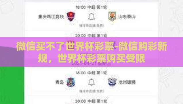 微信买不了世界杯彩票-微信购彩新规，世界杯彩票购买受限