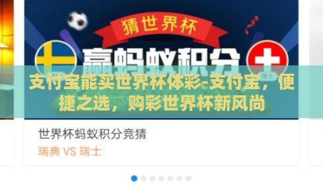 支付宝能买世界杯体彩-支付宝，便捷之选，购彩世界杯新风尚